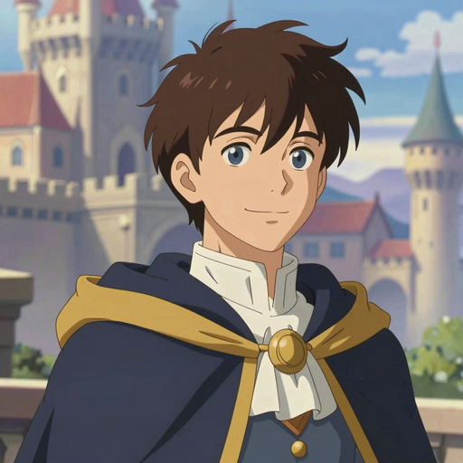 The Strategist, a brown-haired young man in a navy and gold cloak